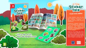La edición fisica de A Tiny Sticker Tale trae un libro de pegatinas.